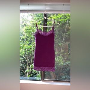 Zenana Outfitters Purple Spaghetti Strap Tank Top with Lace
